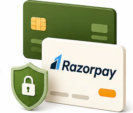 Shield and padlock representing secure payments