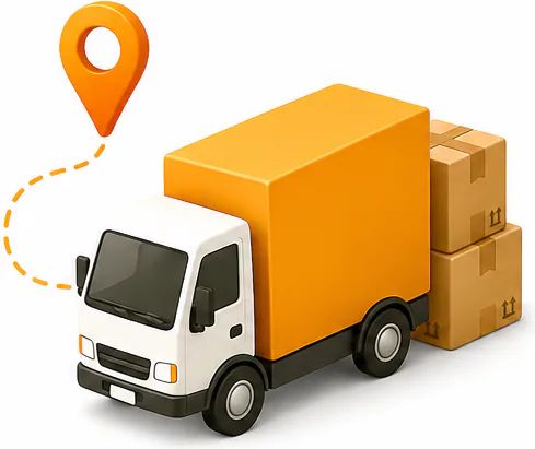 Delivery truck carrying customer orders